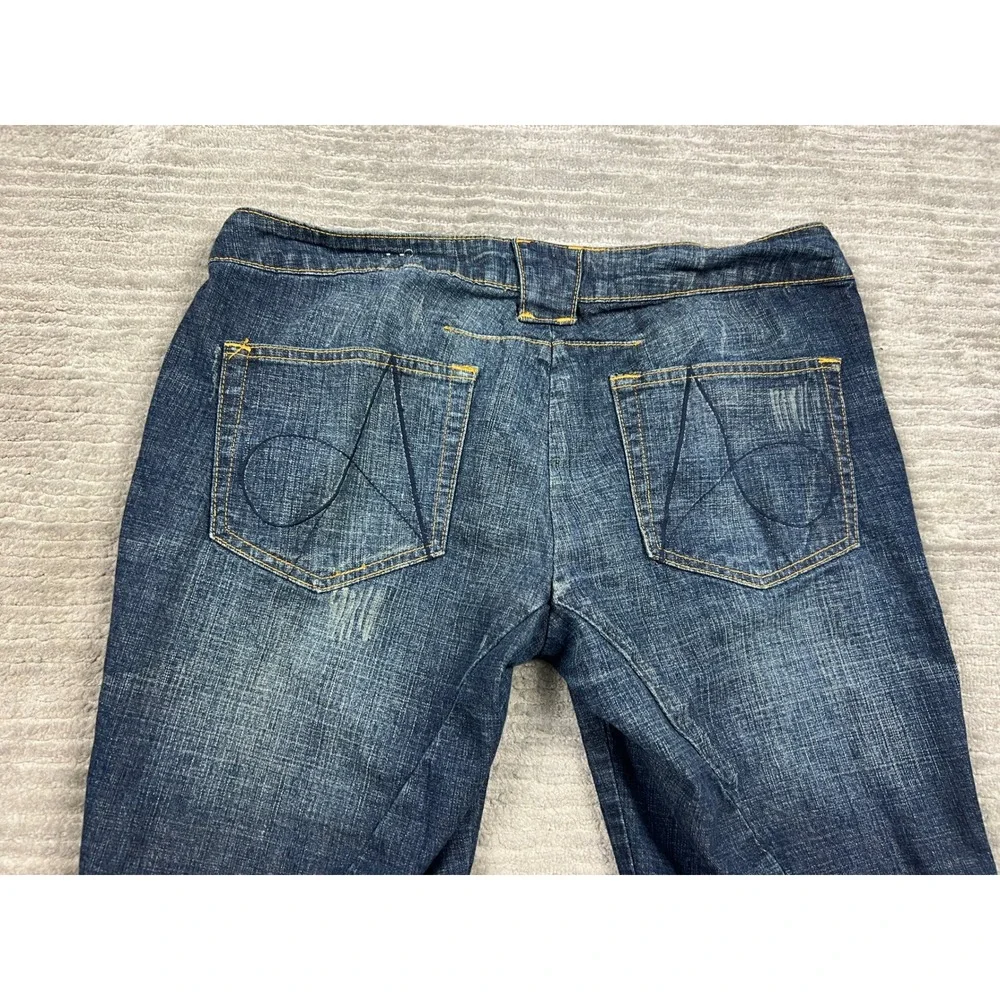 Arizona Jean Co Shorts Women 11 Blue Bermuda Denim Stretch Dark Wash‎ Dbl Button
